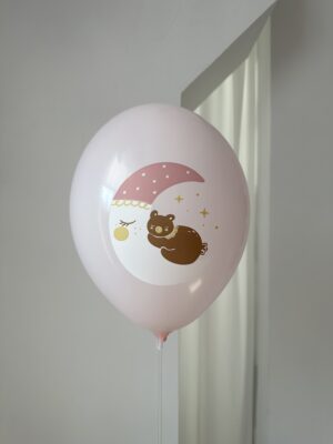 Шар латексный с рисунком, Мишка на месяце girl