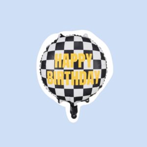 Шар фольгированный, Круг, Флаг шашки, Happy birthday, 45 см