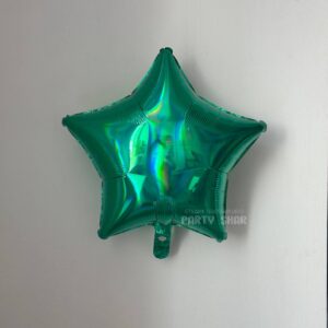 Шар фольгированный, Звезда, Зеленый, Голография, 45 см